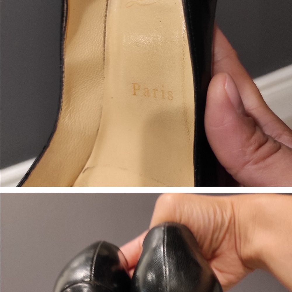 Heels are 100mm. Soled and heels have an added red rubber protection - 60$ value